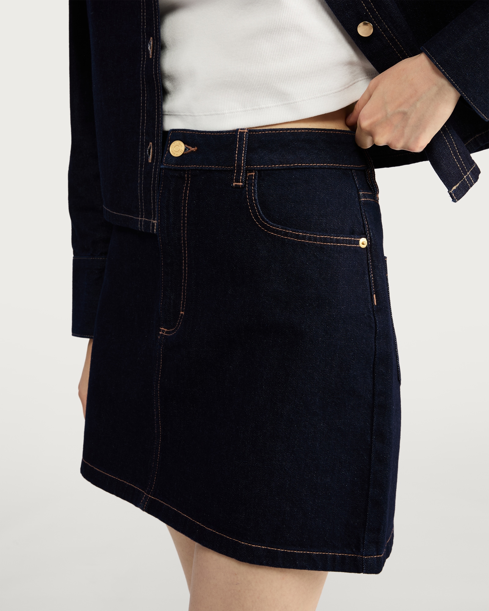 The F&F Edit Pure Cotton Co-ord Mini Skirt in Navy thumbnail 2
