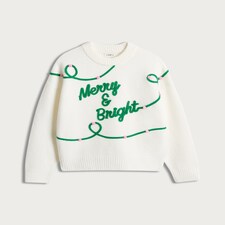 F&F Girls Merry & Bright Knitted Jumper in Cream thumbnail 4