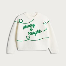 F&F Girls Merry & Bright Knitted Jumper in Cream thumbnail 4