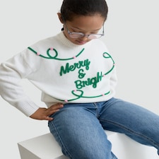 F&F Girls Merry & Bright Knitted Jumper in Cream