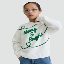 F&F Girls Merry & Bright Knitted Jumper in Cream thumbnail 2