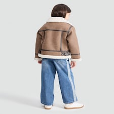 F&F Girls Faux Shearling Aviator Jacket in Brown thumbnail 3