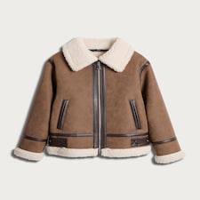 F&F Girls Faux Shearling Aviator Jacket in Brown thumbnail 4