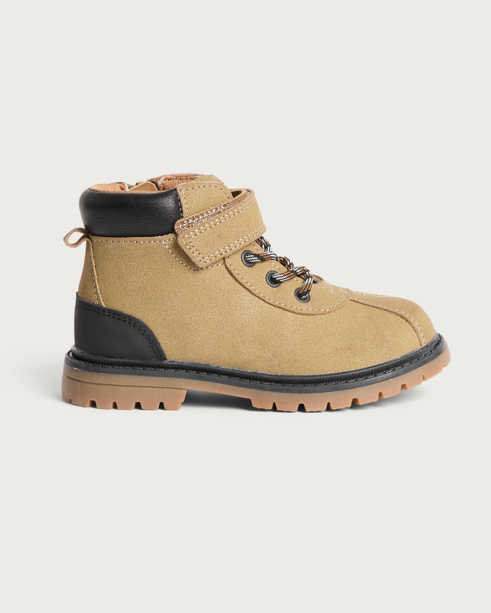 F&F Boys Touch Fastening Lace Up Ankle Boots in Tan