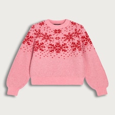 F&F Knitted Snowflake Pattern Jumper in Pink