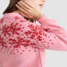 F&F Knitted Snowflake Pattern Jumper in Pink thumbnail 2