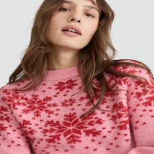 F&F Knitted Snowflake Pattern Jumper in Pink thumbnail 3