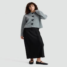 F&F Ribbed Knit Bow Fastening Cardigan in Grey