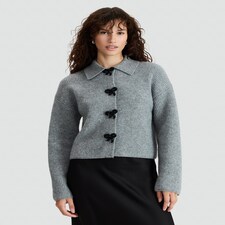 F&F Ribbed Knit Bow Fastening Cardigan in Grey thumbnail 3