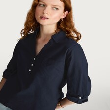 F&F Slim Fit Button Cuff Shirt in Navy thumbnail 2