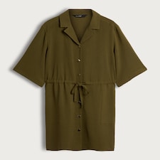F&F Button Through Collared Shirt Dress in Khaki