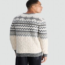 F&F Knitted Reindeer Fair Isle Print Christmas Jumper in Ecru thumbnail 3