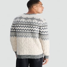 F&F Knitted Reindeer Fair Isle Print Christmas Jumper in Ecru thumbnail 3