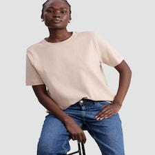 F&F Pure Cotton Heavyweight Crew Neck T-Shirt in Neutral