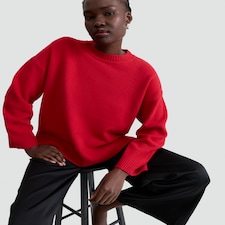 F&F Knitted Slouchy Jumper with Wool in Red