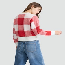 F&F Knitted Christmas Tree Print Jumper in Red thumbnail 3