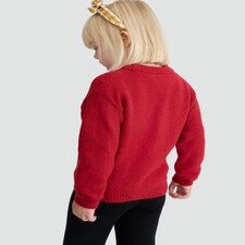 F&F Girls Knitted Reindeer Christmas Print Jumper in Red thumbnail 2