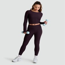 Rise by Zara McDermott Ribbed Long Sleeved Pyjama Top in Purple thumbnail 2