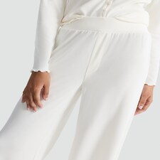 Rise by Zara McDermott Modal Rich Wide Leg Pyjama Bottoms in Cream thumbnail 2