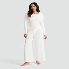 Rise by Zara McDermott Modal Rich Button Front Pyjama Cardigan in Cream thumbnail 2