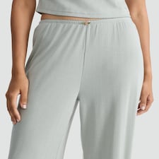 Rise by Zara McDermott Pointelle Wide Leg Loungewear Trousers in Green thumbnail 2