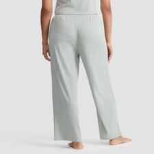 Rise by Zara McDermott Pointelle Wide Leg Loungewear Trousers in Green thumbnail 3