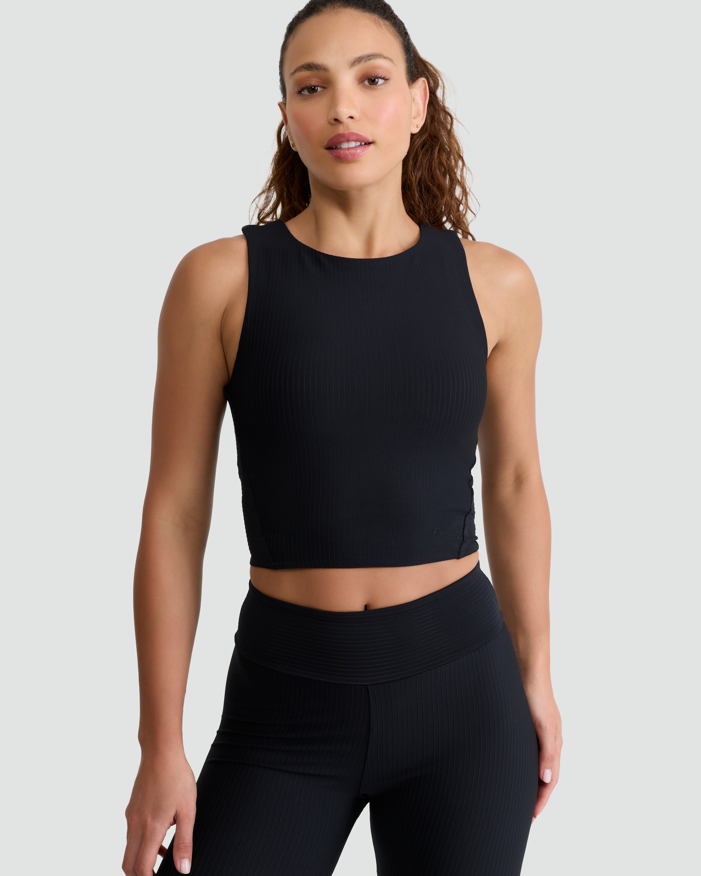 Rise by Zara McDermott Ribbed Sleeveless Loungewear Top in Black thumbnail 3
