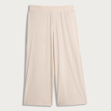 Rise by Zara McDermott Ribbed Wide Leg Pyjama Bottoms in Stone thumbnail 4