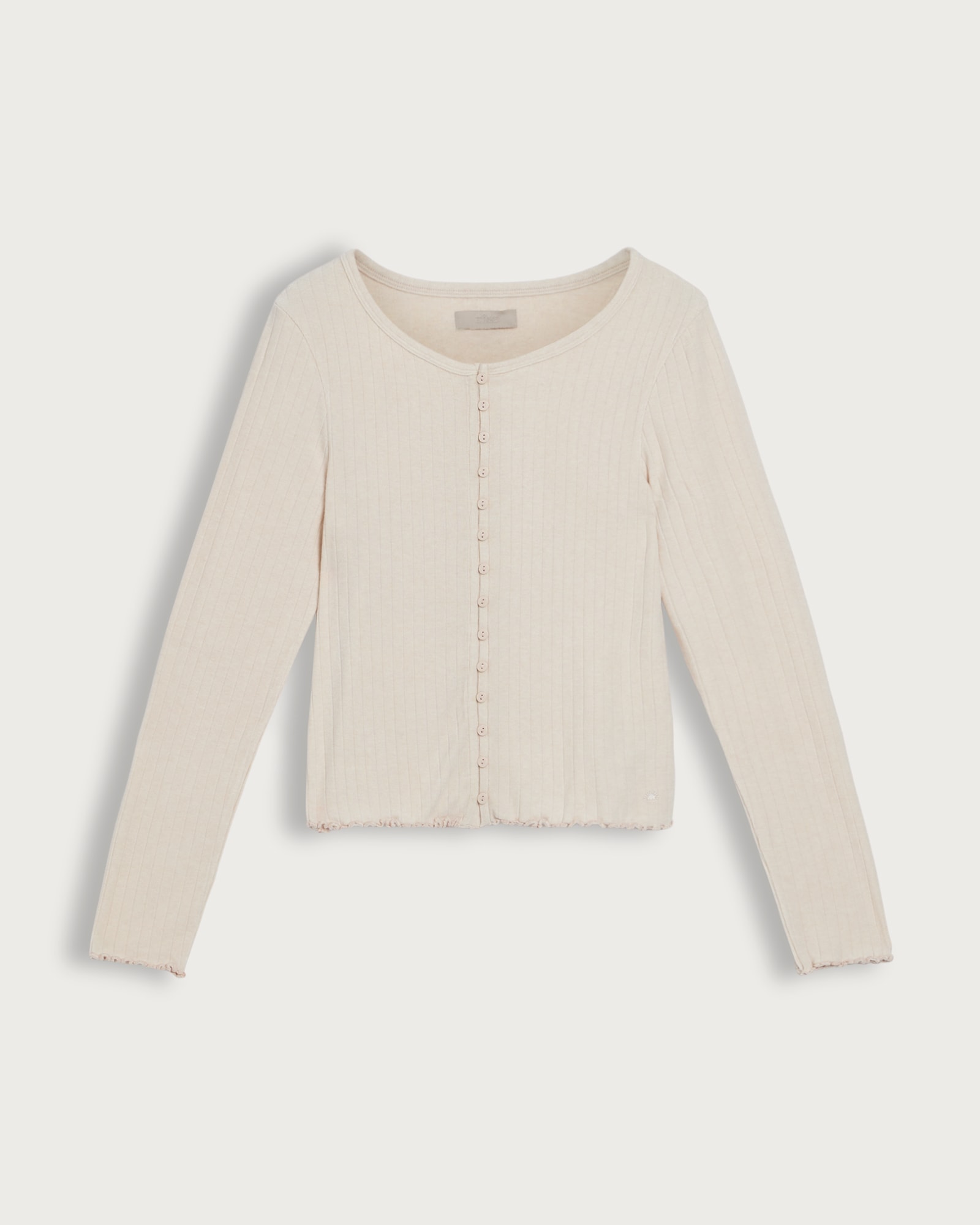 F&F Ribbed Button Front Loungewear Cardigan in Stone thumbnail 4