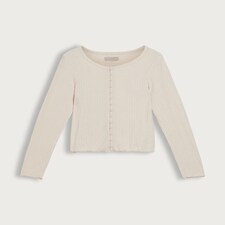 F&F Ribbed Button Front Loungewear Cardigan in Stone thumbnail 4