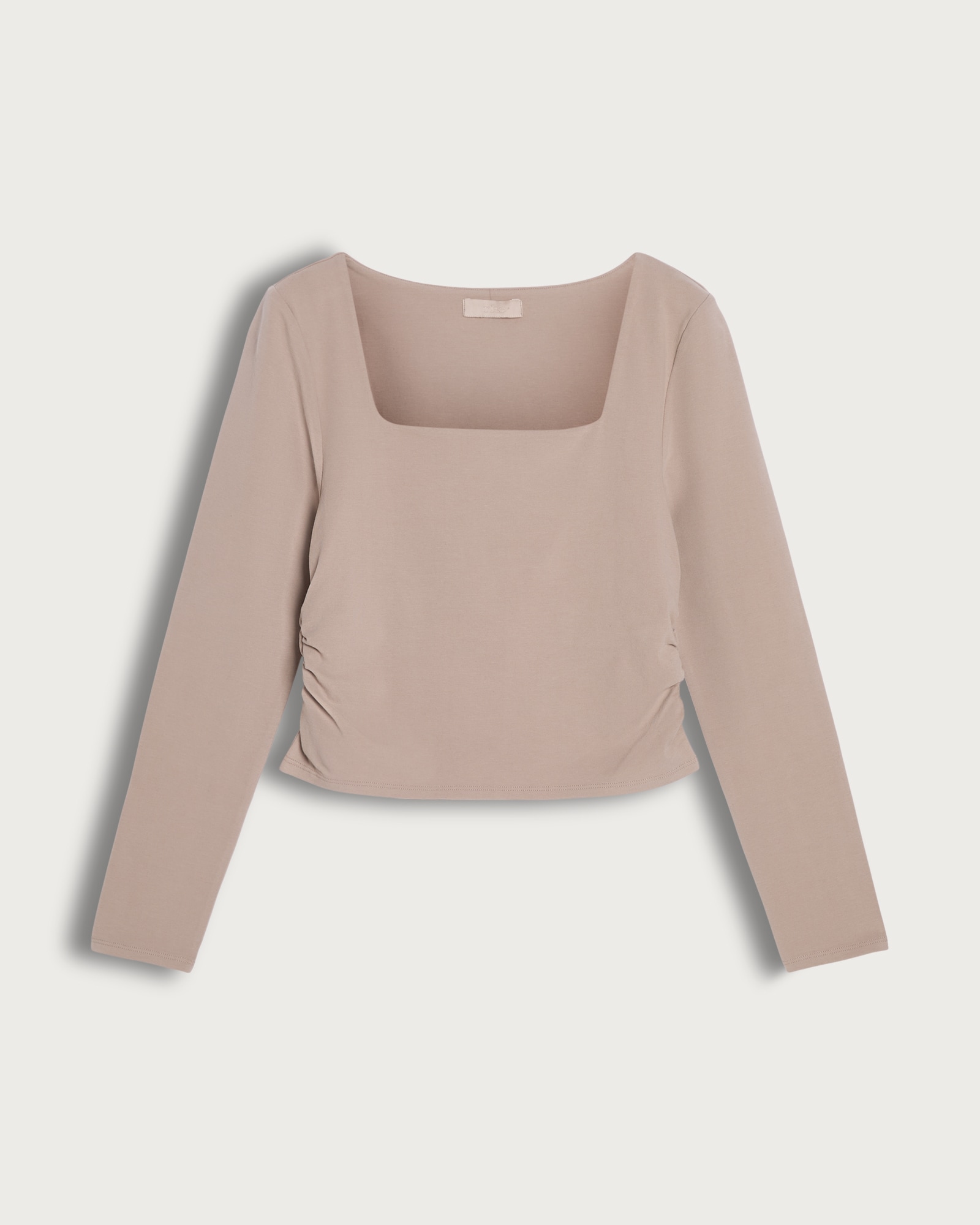 Rise by Zara McDermott Cotton Rich Square Neck Long Sleeved Pyjama Top in Natural thumbnail 4