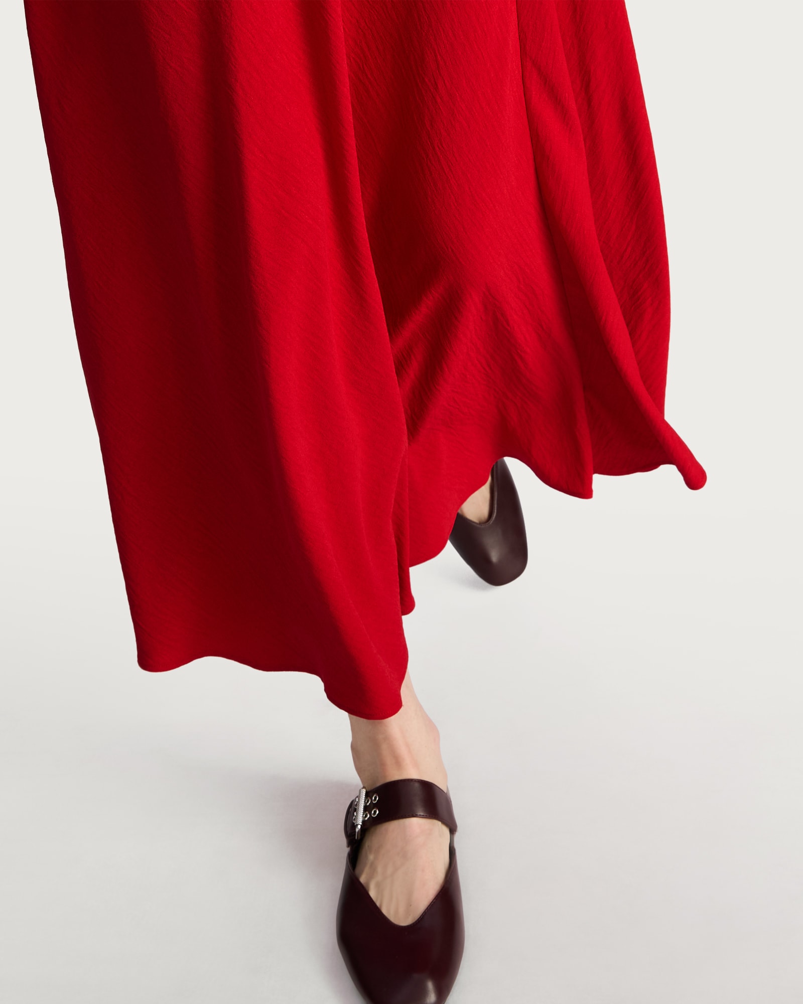 F&F Flowing A Line Midi Skirt in Red thumbnail 2