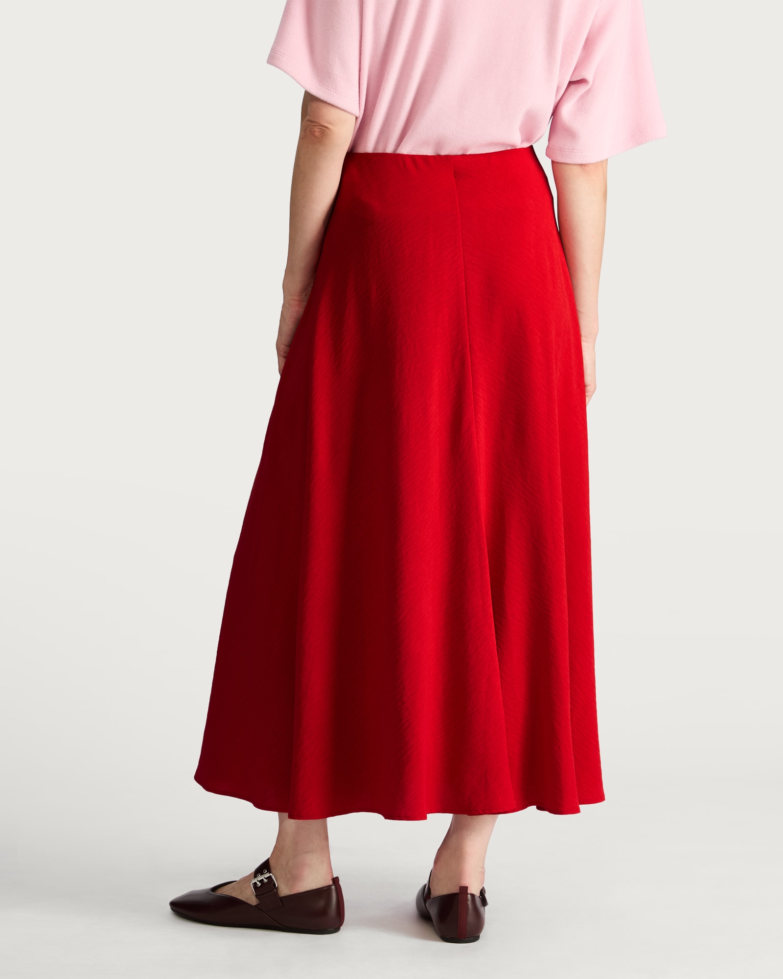 F&F Flowing A Line Midi Skirt in Red thumbnail 4