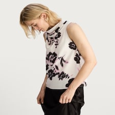 F&F Satin Blurred Floral Print Cowl Neck Top in Multi Black White thumbnail 2