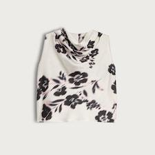 F&F Satin Blurred Floral Print Cowl Neck Top in Multi Black White thumbnail 5