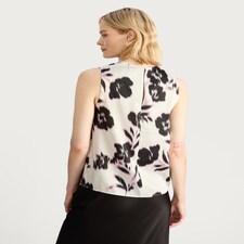 F&F Satin Blurred Floral Print Cowl Neck Top in Multi Black White thumbnail 4