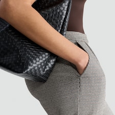 F&F Houndstooth Print Tapered Trousers in Beige thumbnail 2