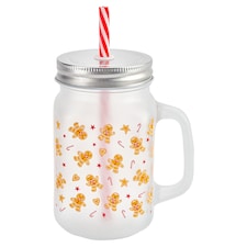 F&F Home Gingerbread Drinking Jar
