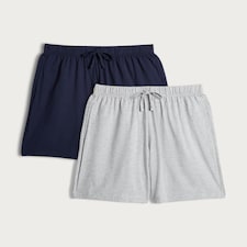 F&F 2-Pack Cotton Rich Drawstring Pyjama Shorts in Grey thumbnail 4