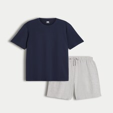 F&F Cotton Rich Top and Drawstring Shorts Pyjamas in Navy thumbnail 4