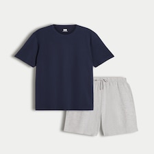 F&F Cotton Rich Top and Drawstring Shorts Pyjamas in Navy thumbnail 4