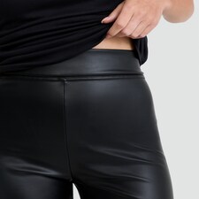 F&F Faux Leather Thermal Full Length Footless Tights in Black thumbnail 2