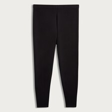 F&F Faux Leather Thermal Full Length Footless Tights in Black thumbnail 4