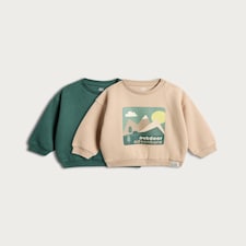 F&F Baby 2-Pack Cotton Rich Adventure Sweatshirts in Tan
