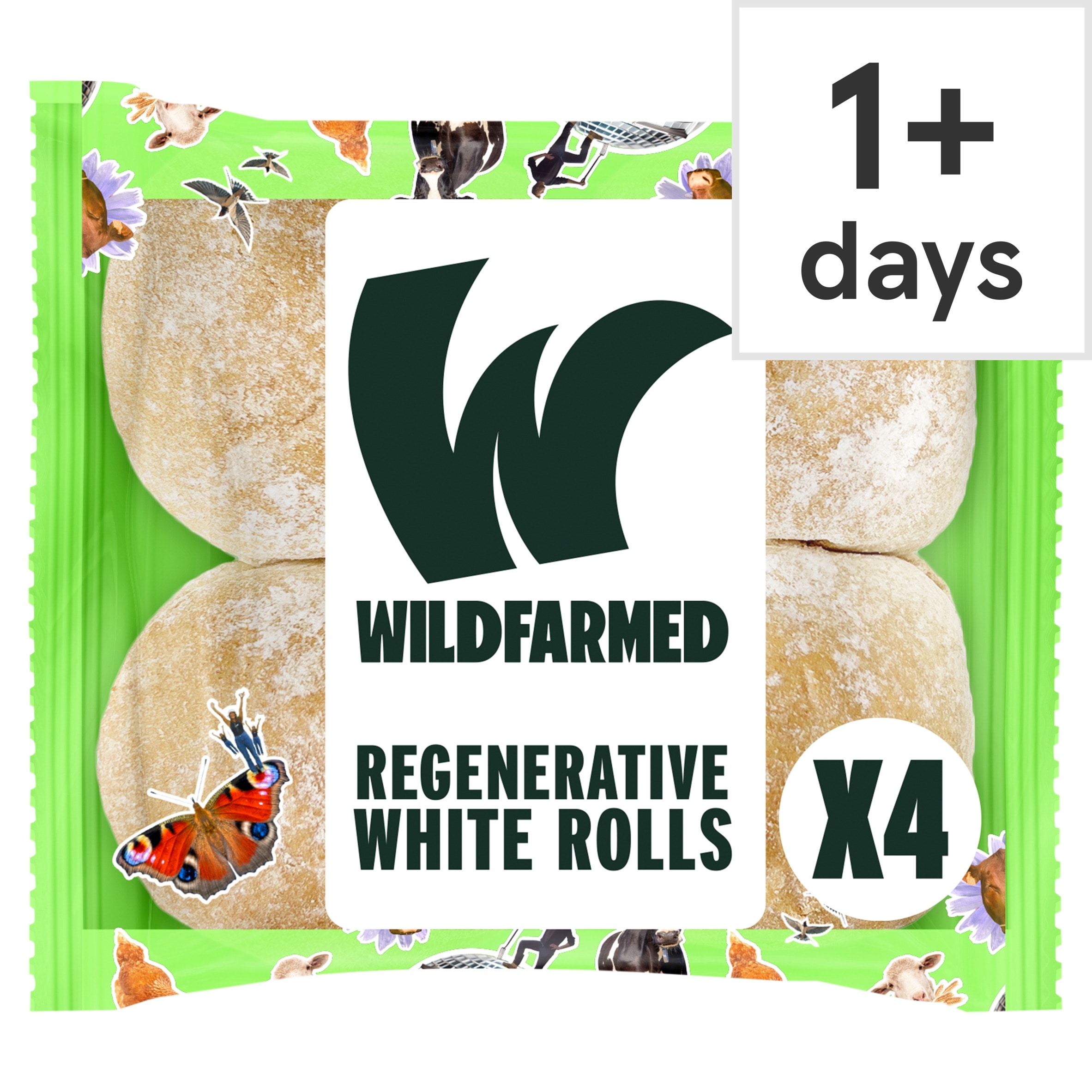 Wildfarmed 4 White Bread Rolls 276g