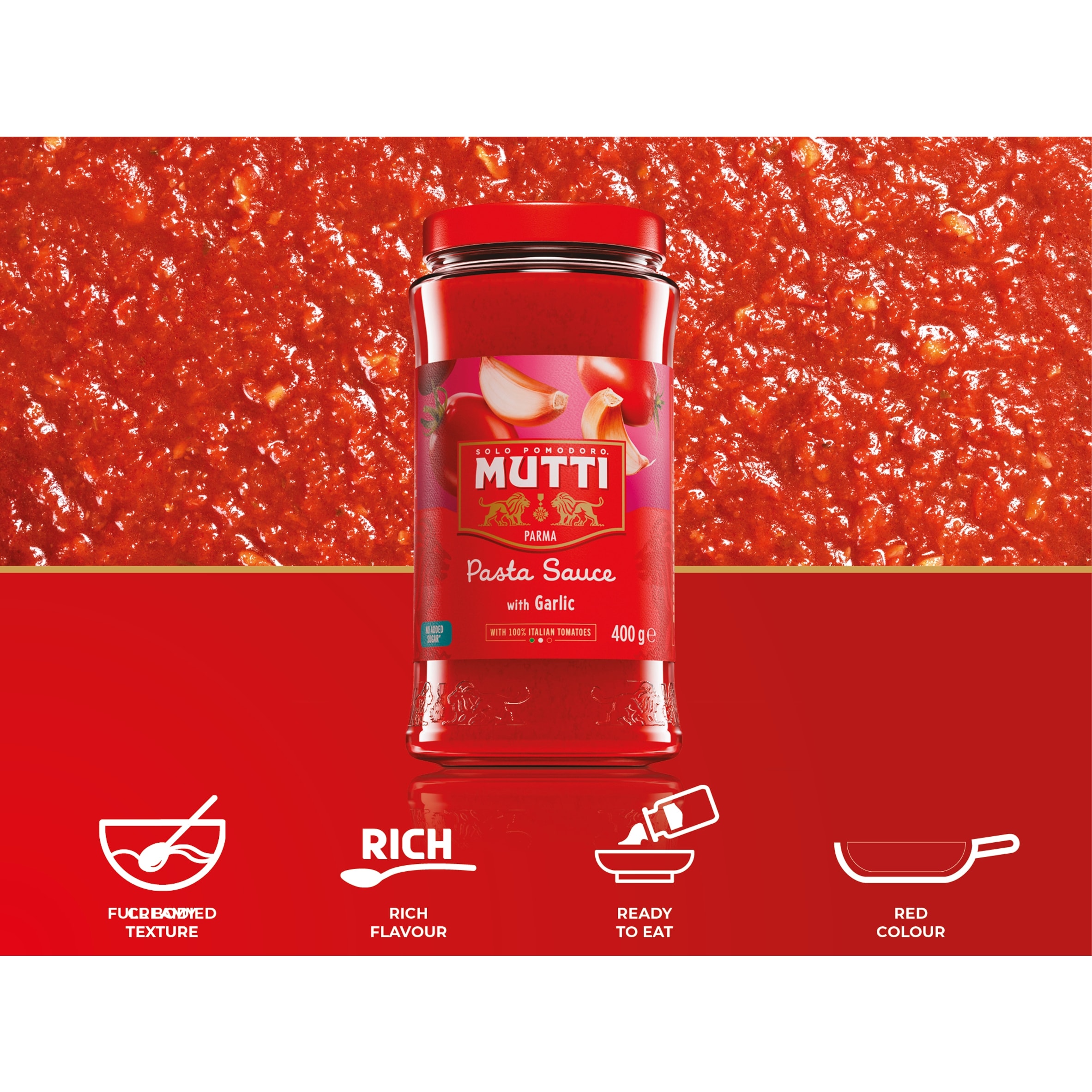 Mutti Tomato Pasta Sauce with Garlic 400g thumbnail 2