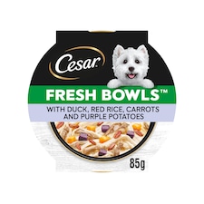 CESAR Dog Food Fresh bowls with Duck Red Rice Carrots and Purple Potatoes 85g