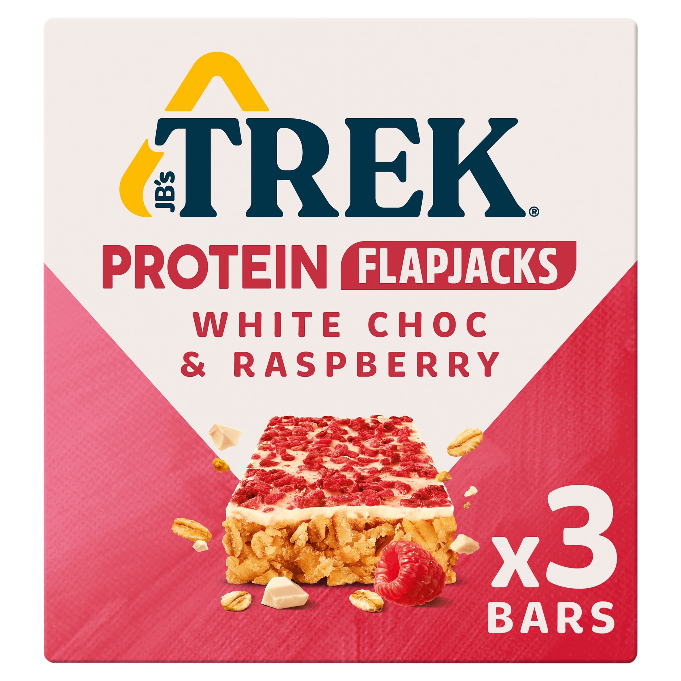 TREK White Choc & Raspberry Protein Flapjacks 3x50g