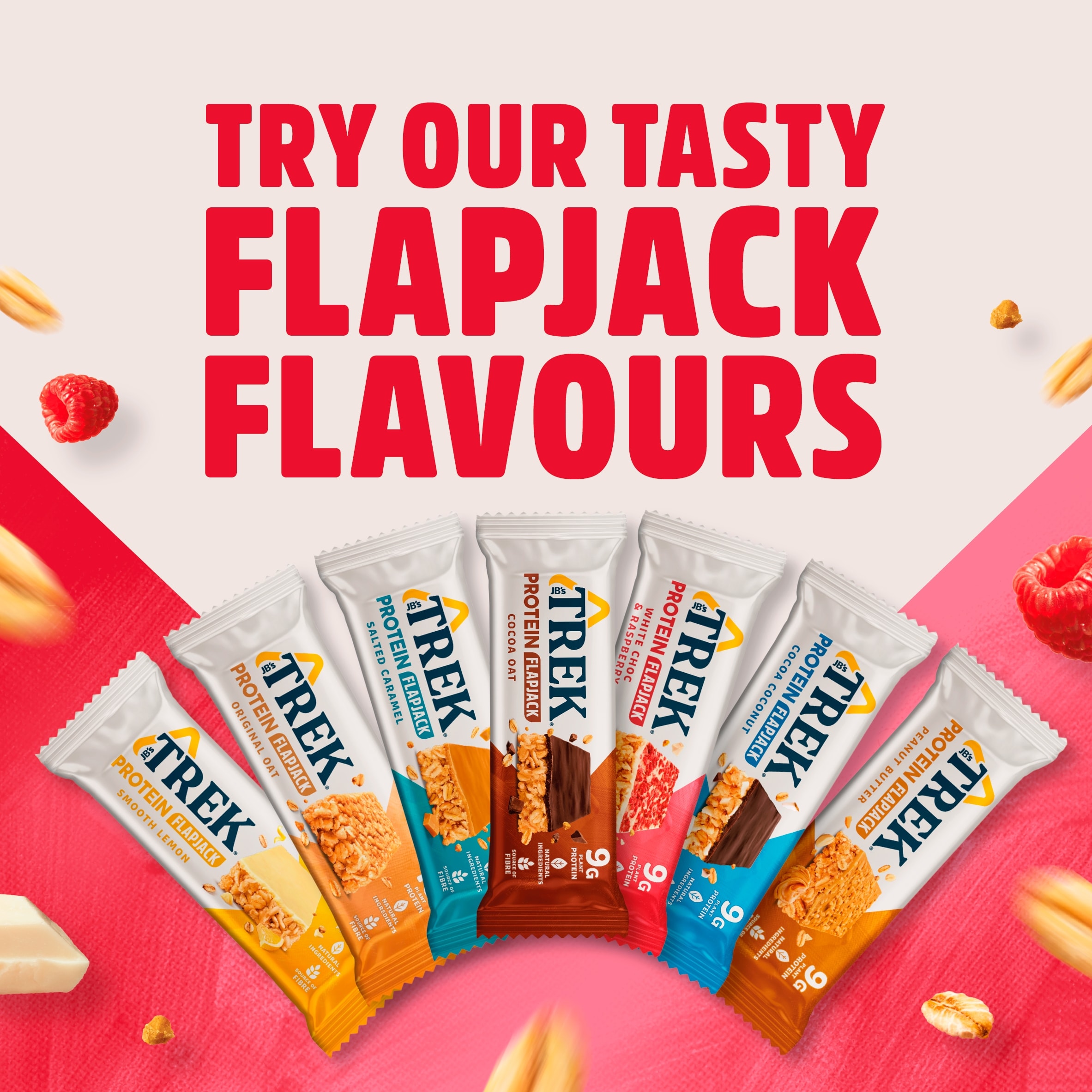 TREK White Choc & Raspberry Protein Flapjacks 3x50g thumbnail 4