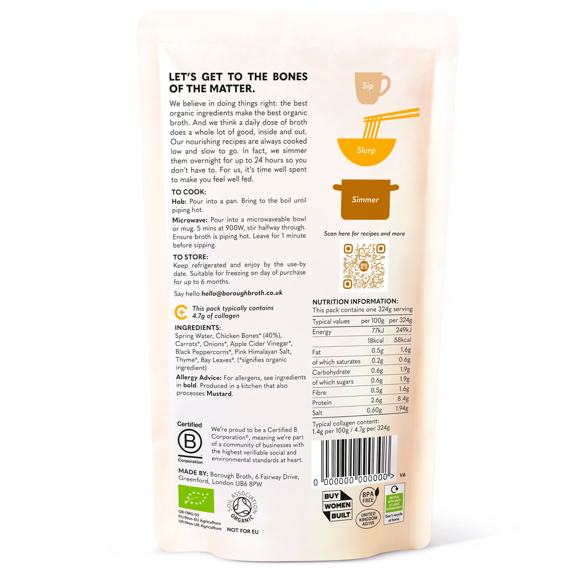 Borough Broth Free-Range Organic Chicken Bone Broth 324g thumbnail 3